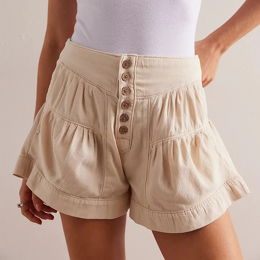 Solene Tiered Denim Shorts