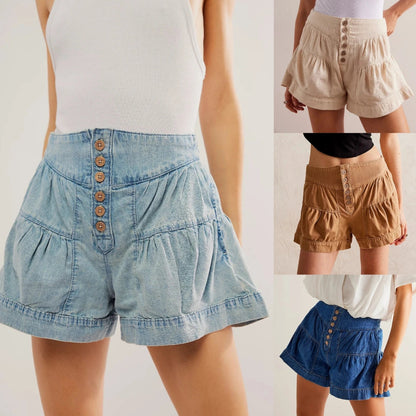 Solene Tiered Denim Shorts