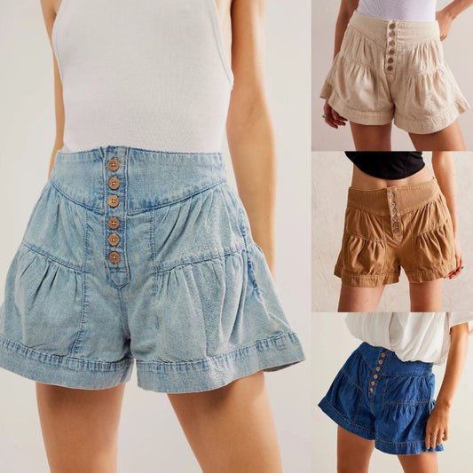 Solene Tiered Denim Shorts