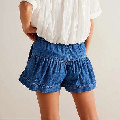 Solene Tiered Denim Shorts